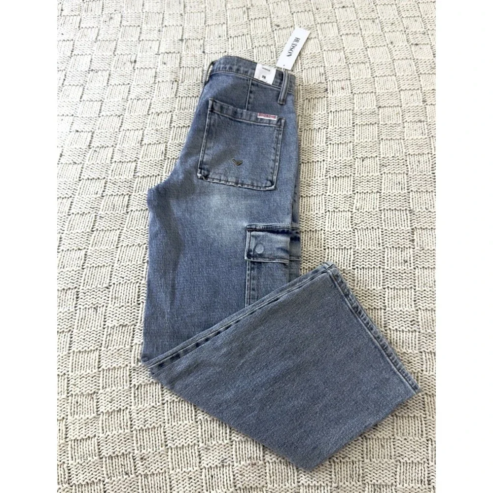 NWT Hudson Rosalie Avila High Waist Wide Leg Cargo Jeans Women 26 Light Wash